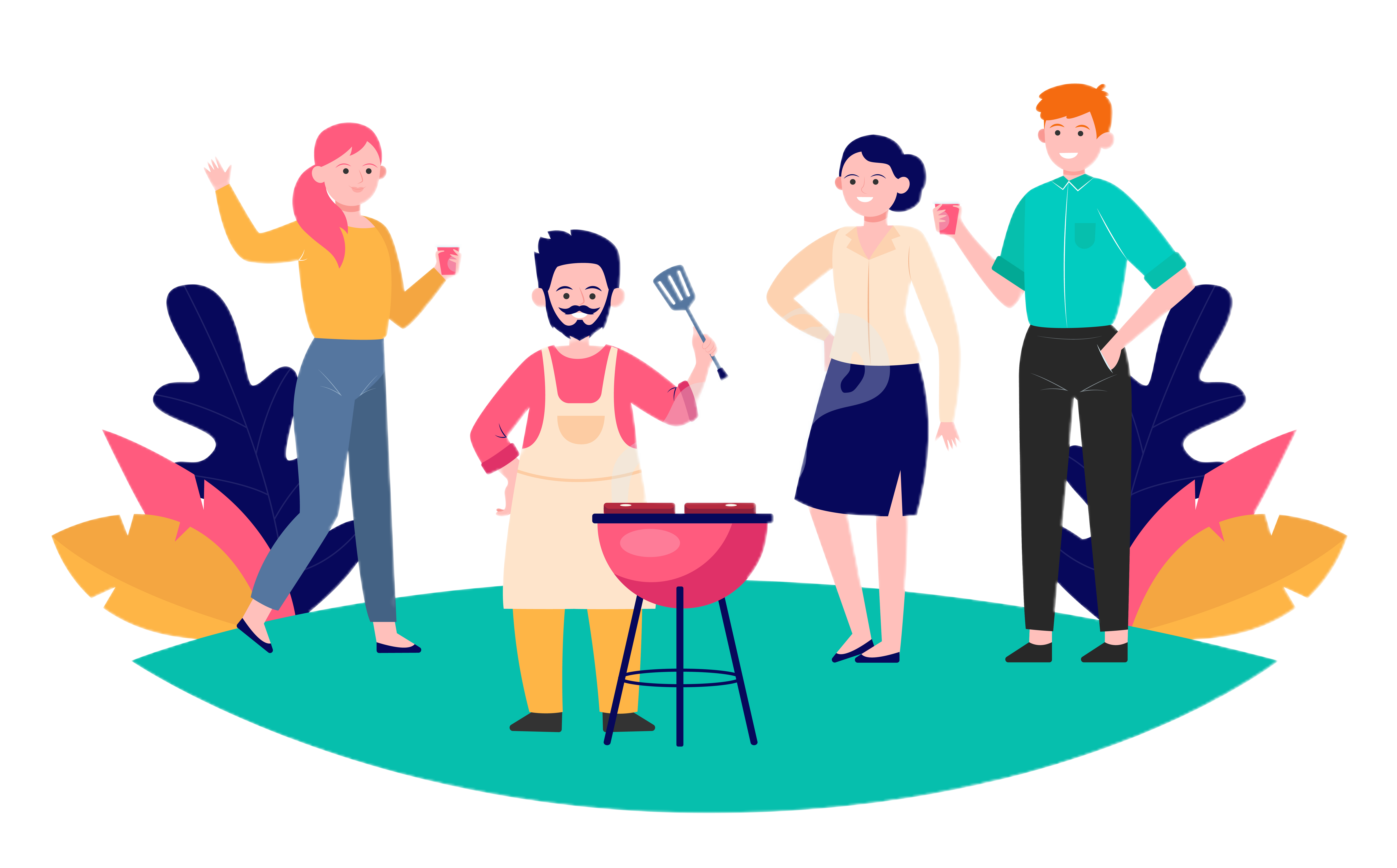 Vetor de pessoas em um churrasco